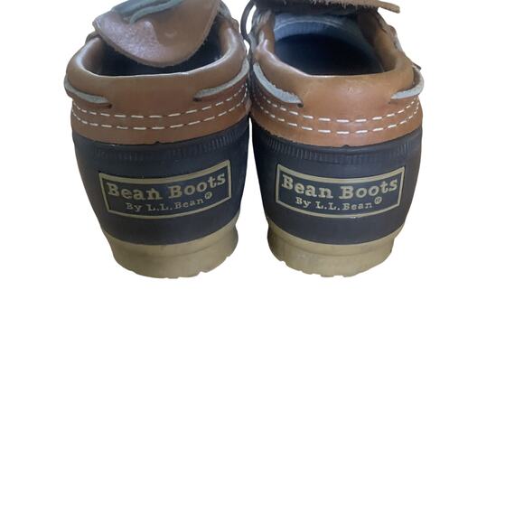 L.L. BEAN WOMENS WATER-RESISTANT LOW BROWN LEATHER/RUBBER DUCK BOOTS SIZE 6M-EUC - Picture 5 of 7